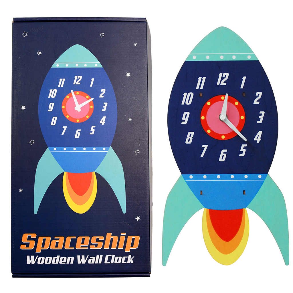 Spaceship Wooden Clock | Rex London (dotcomgiftshop)